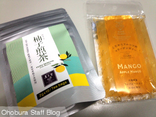 丸山海苔店「抹茶入り柚子煎茶(ティバック)」/Bijin-J「こだわりフルーツコラーゲンゼリー・マンゴー」 丸山海苔店「抹茶入り柚子煎茶(ティバック)」/Bijin-J「こだわりフルーツコラーゲンゼリー・マンゴー」